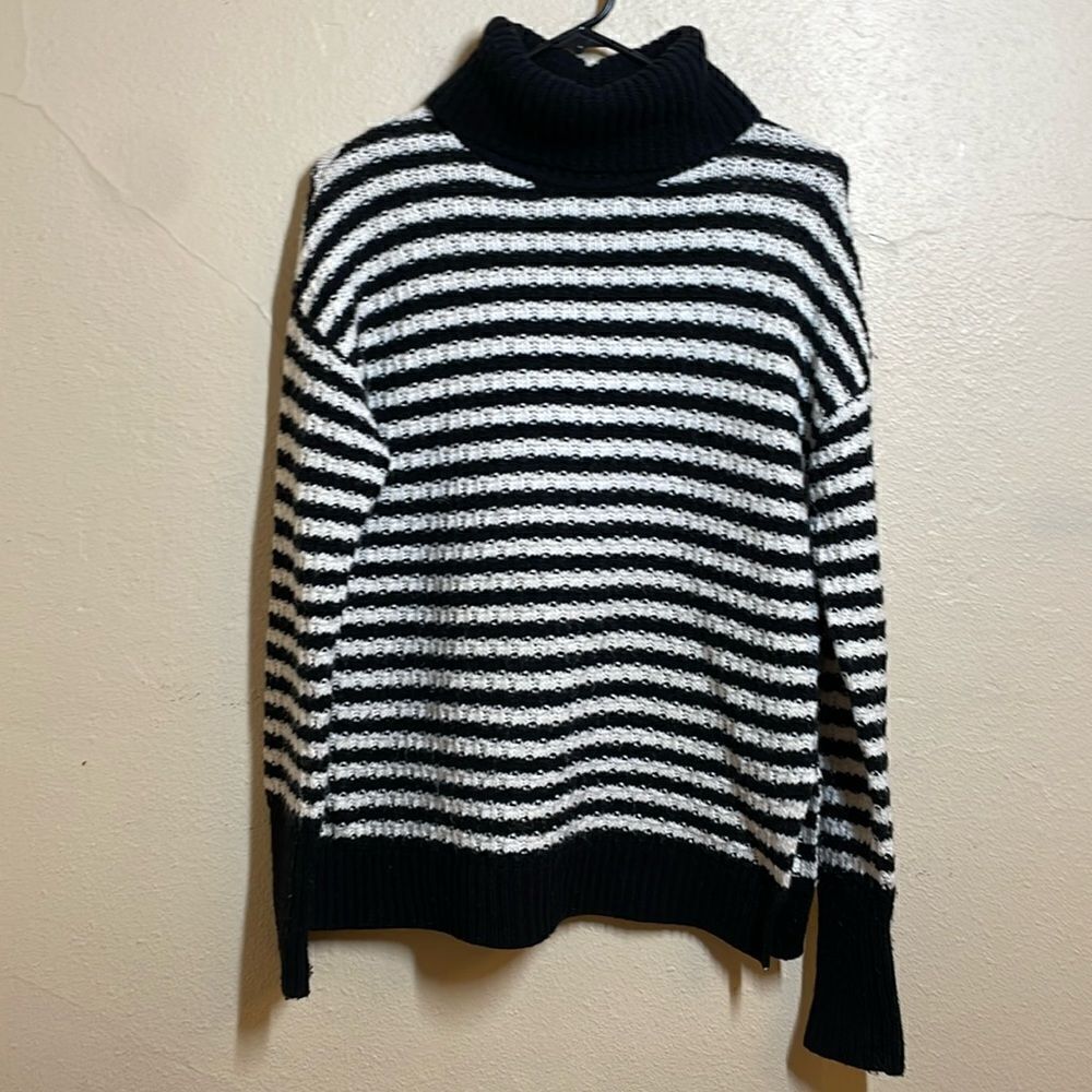 Gap Merino Wool Blend Turtleneck Sweater Stripes size XS